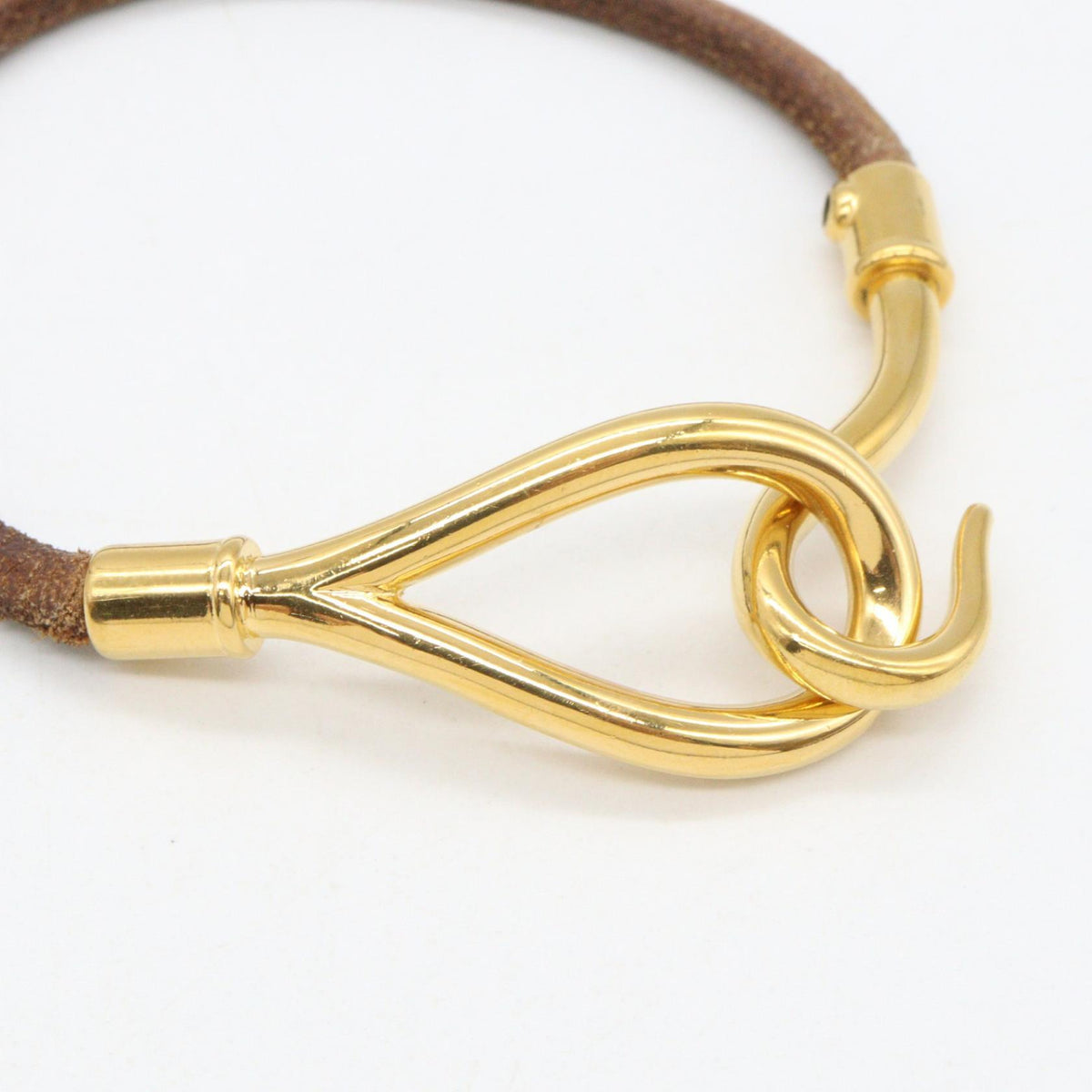 HERMES Jumbo Gold Plated Leather Bracelet