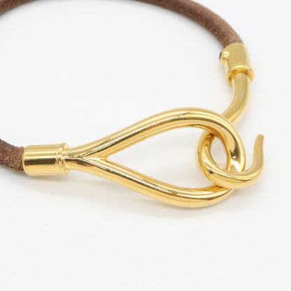 HERMES Jumbo Gold Plated Leather Bracelet