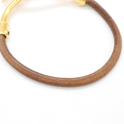 HERMES Jumbo Gold Plated Leather Bracelet