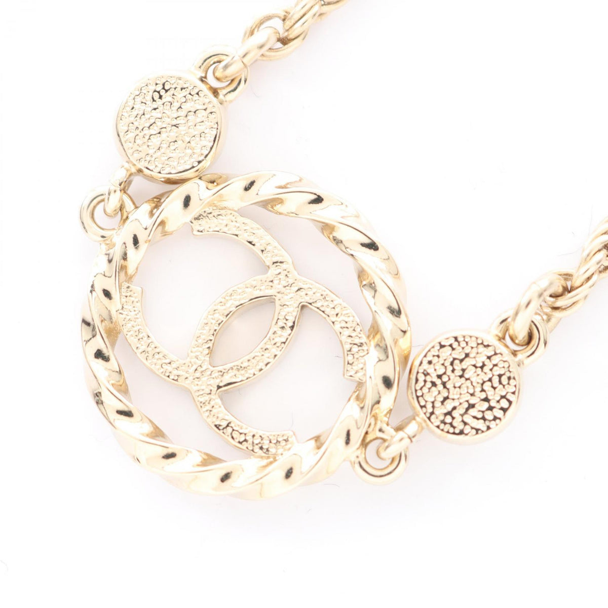 CHANEL Coco Mark Gold Rhinestone Necklace