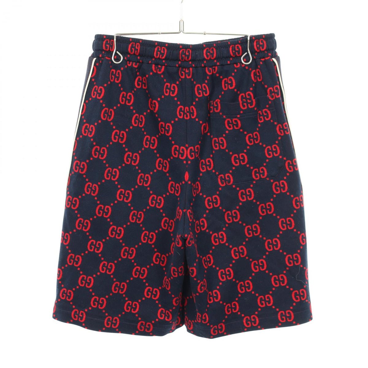 GUCCI Cotton Navy Red Jumbo GG Pants Size XS