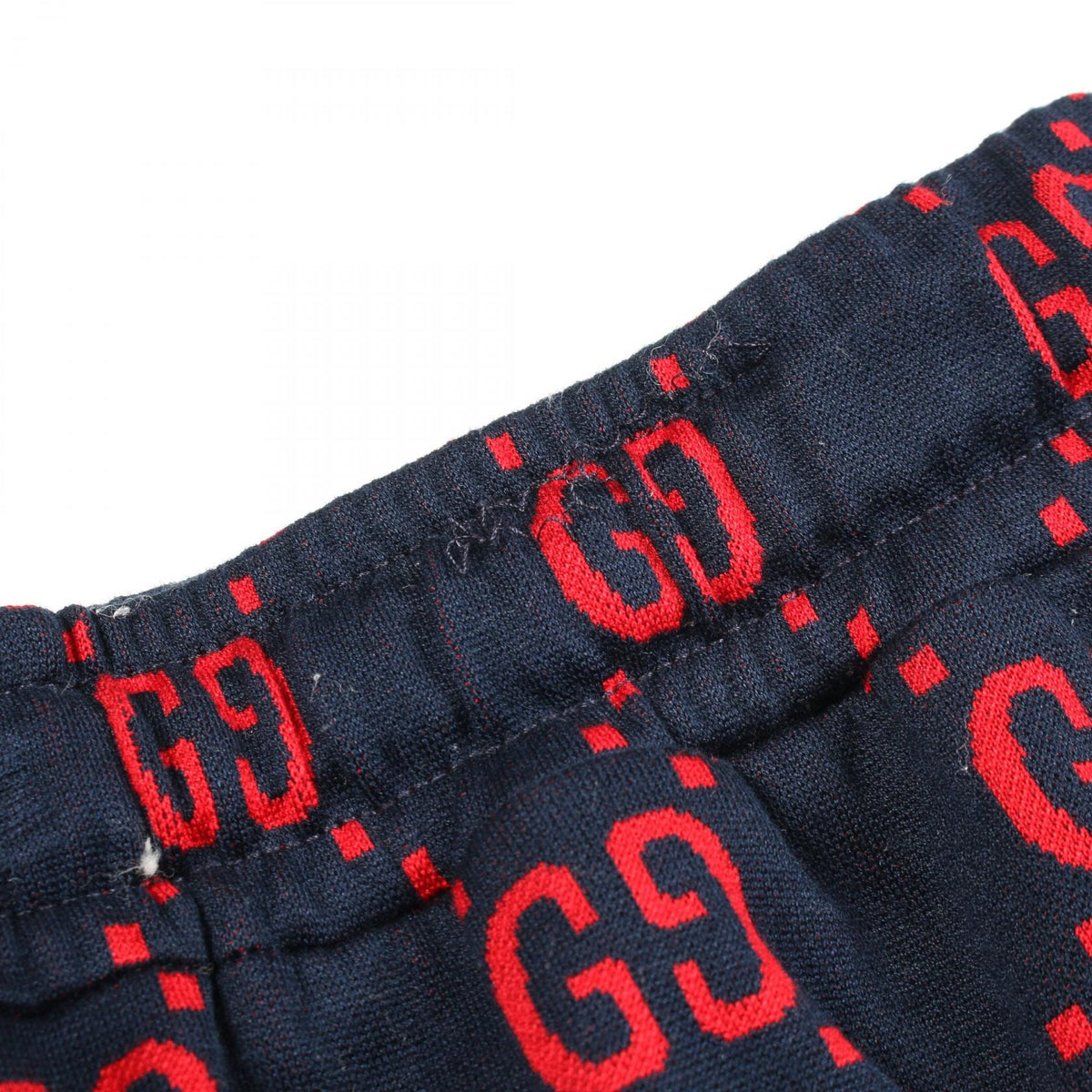 GUCCI Cotton Navy Red Jumbo GG Pants Size XS