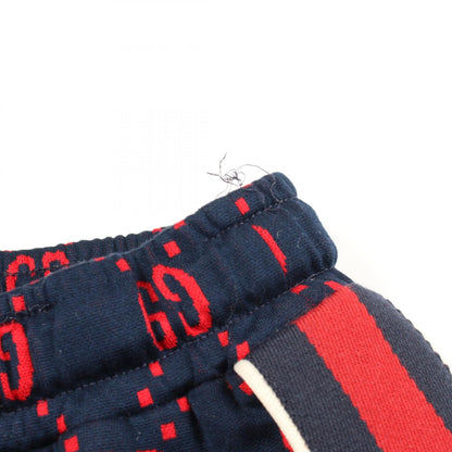 GUCCI Cotton Navy Red Jumbo GG Pants Size XS