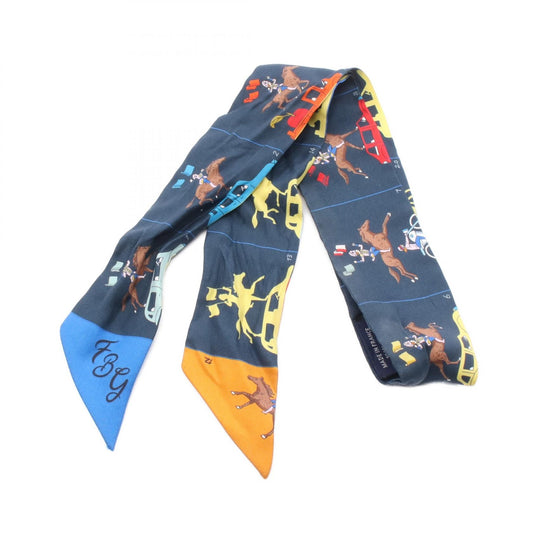 HERMES Twilly Hermes Parade Scarf Blue