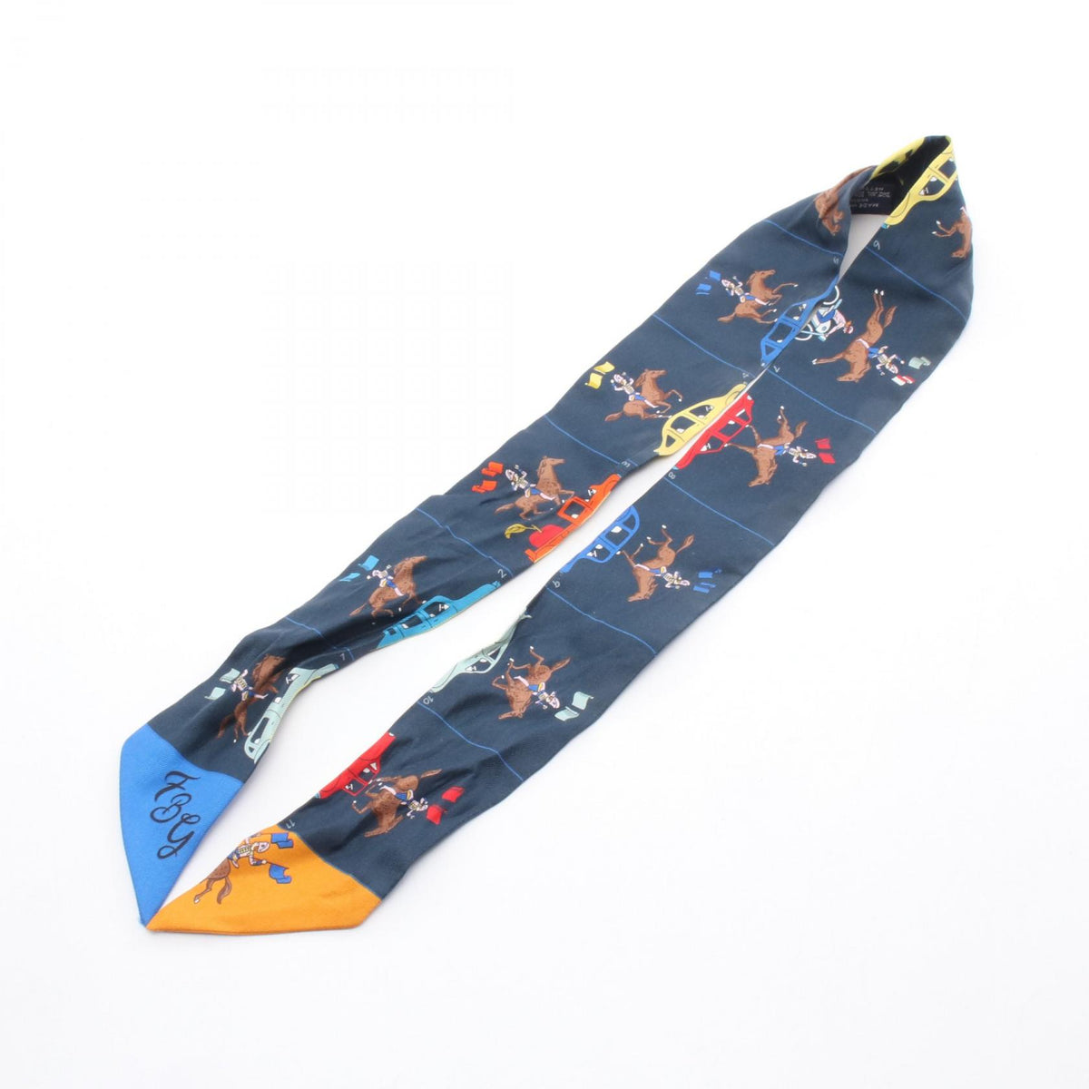 HERMES Twilly Hermes Parade Scarf Blue