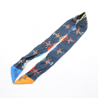 HERMES Twilly Hermes Parade Scarf Blue