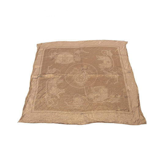 HERMES Carre 70 Exlibris Silk Scarf Brown