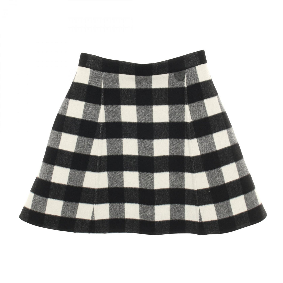 LOUIS VUITTON Check Flare Wool Cashmere Skirt Size 34
