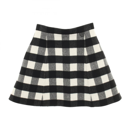 LOUIS VUITTON Check Flare Wool Cashmere Skirt Size 34