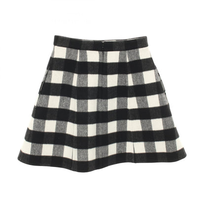 LOUIS VUITTON Check Flare Wool Cashmere Skirt Size 34