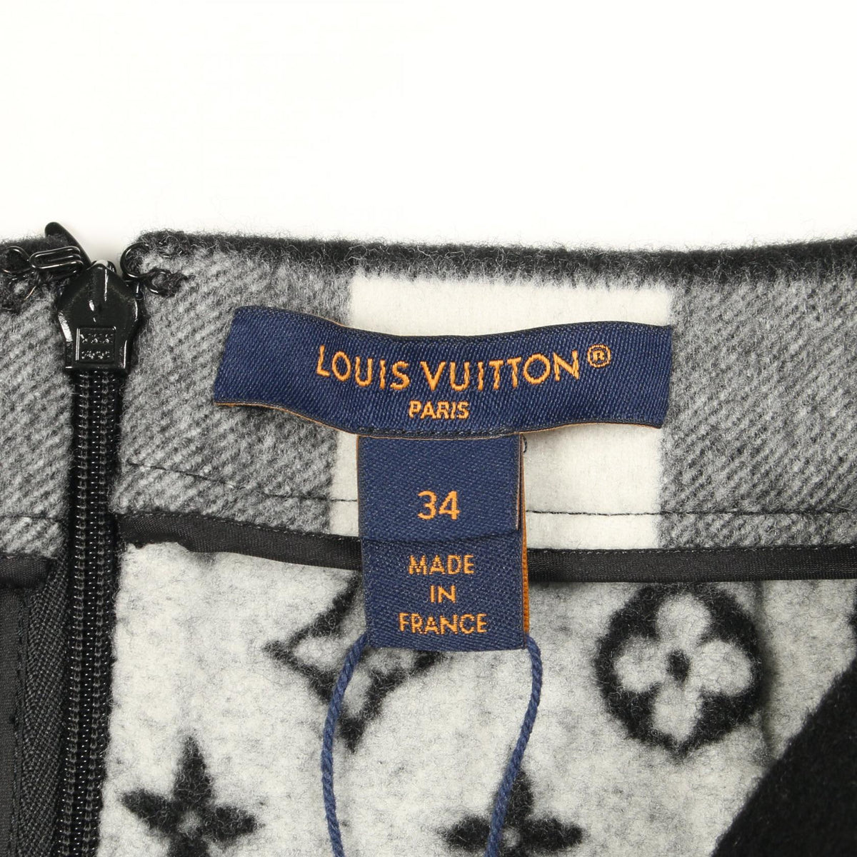 LOUIS VUITTON Check Flare Wool Cashmere Skirt Size 34