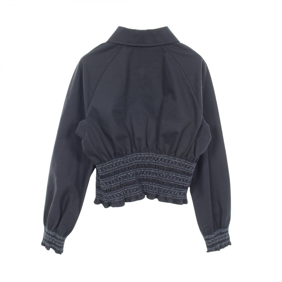 HERMES Navy Blue Smocked Cotton Jacket Size 38