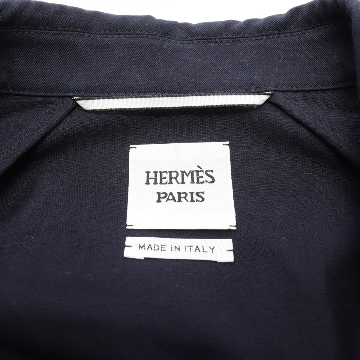 HERMES Navy Blue Smocked Cotton Jacket Size 38