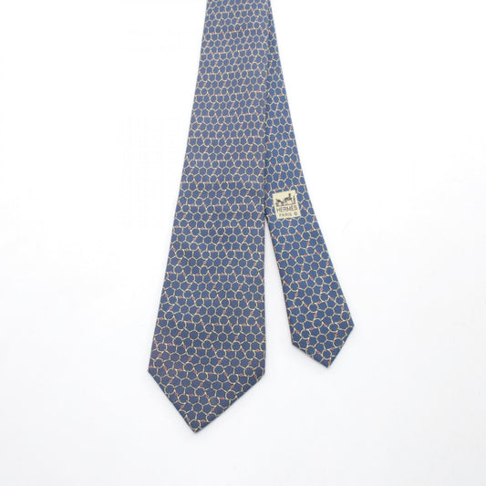 HERMES Navy Silk Tie