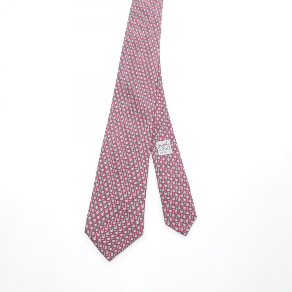 HERMES Bordeaux Gray Silk Tie