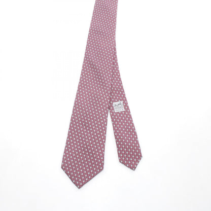 HERMES Bordeaux Gray Silk Tie