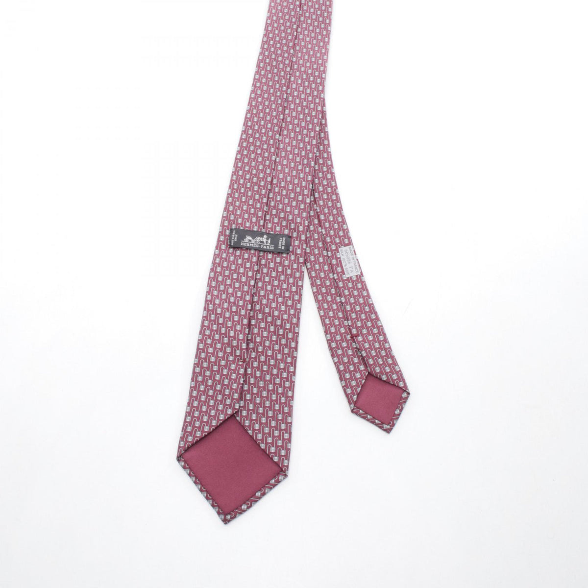 HERMES Bordeaux Gray Silk Tie