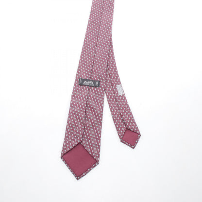 HERMES Bordeaux Gray Silk Tie