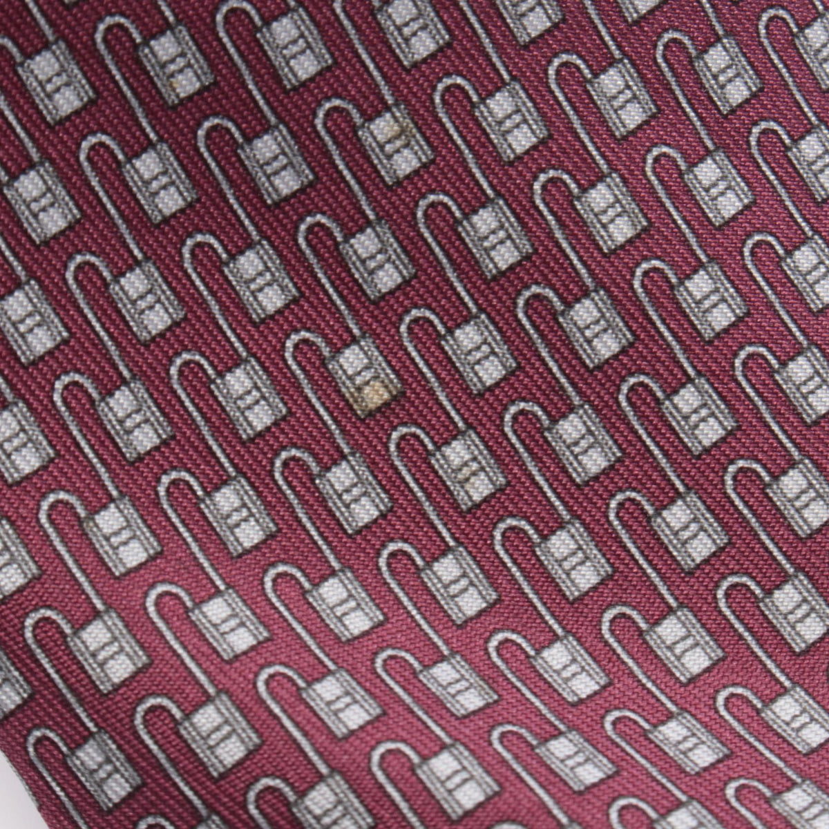 HERMES Bordeaux Gray Silk Tie