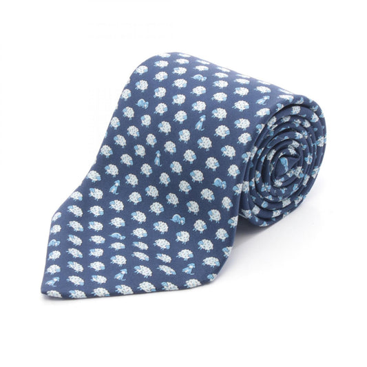 HERMES Silk Tie Navy