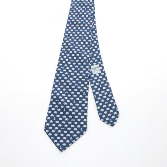 HERMES Silk Tie Navy
