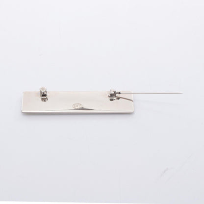 CHANEL Silver-tone Logo Plate Brooch