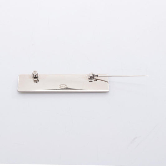 CHANEL Silver-tone Logo Plate Brooch