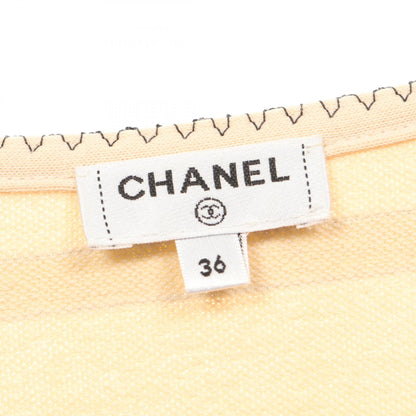 CHANEL Cotton Long Sleeve T-Shirt Beige/Gold Size 36