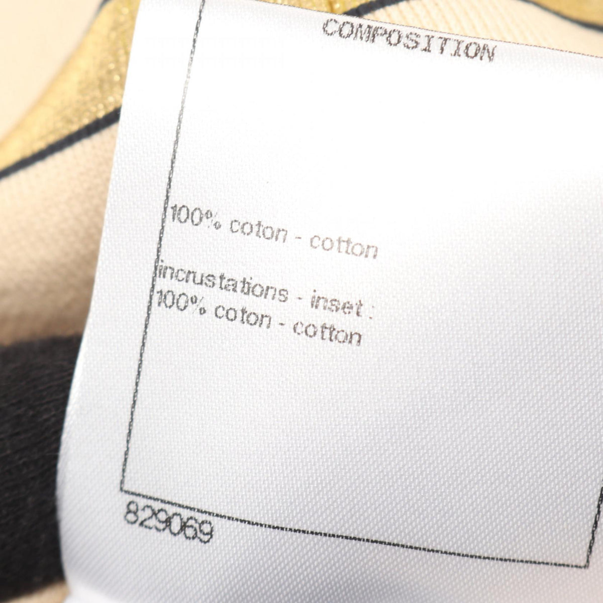 CHANEL Cotton Long Sleeve T-Shirt Beige/Gold Size 36