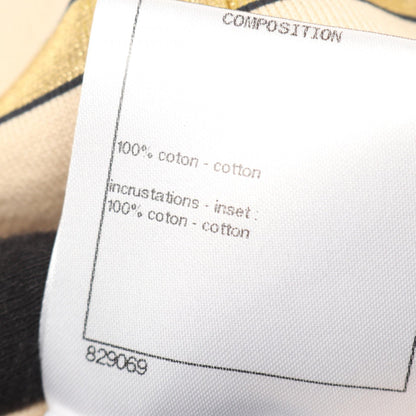 CHANEL Cotton Long Sleeve T-Shirt Beige/Gold Size 36