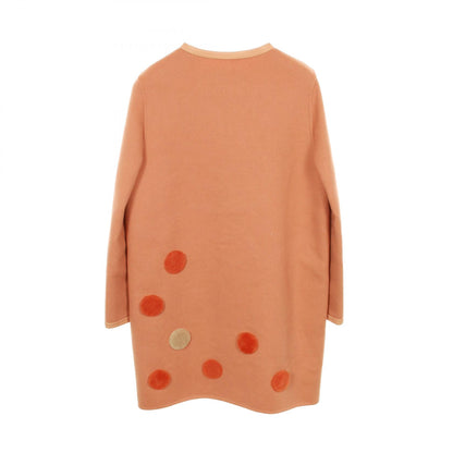 FENDI Collarless Wool Coat Orange Size 38