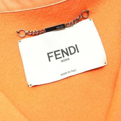 FENDI Collarless Wool Coat Orange Size 38