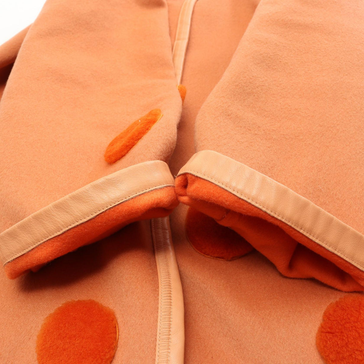FENDI Collarless Wool Coat Orange Size 38