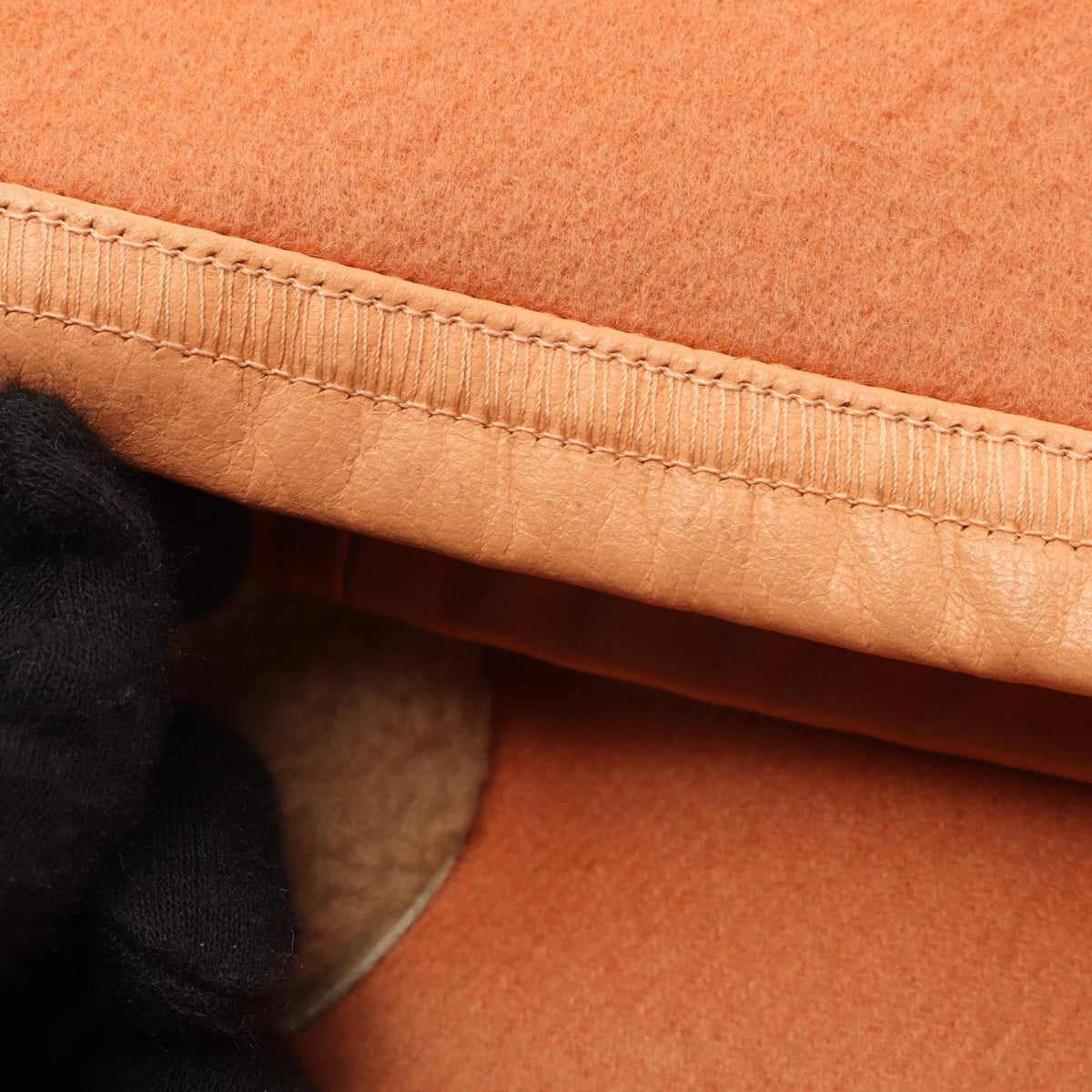 FENDI Collarless Wool Coat Orange Size 38