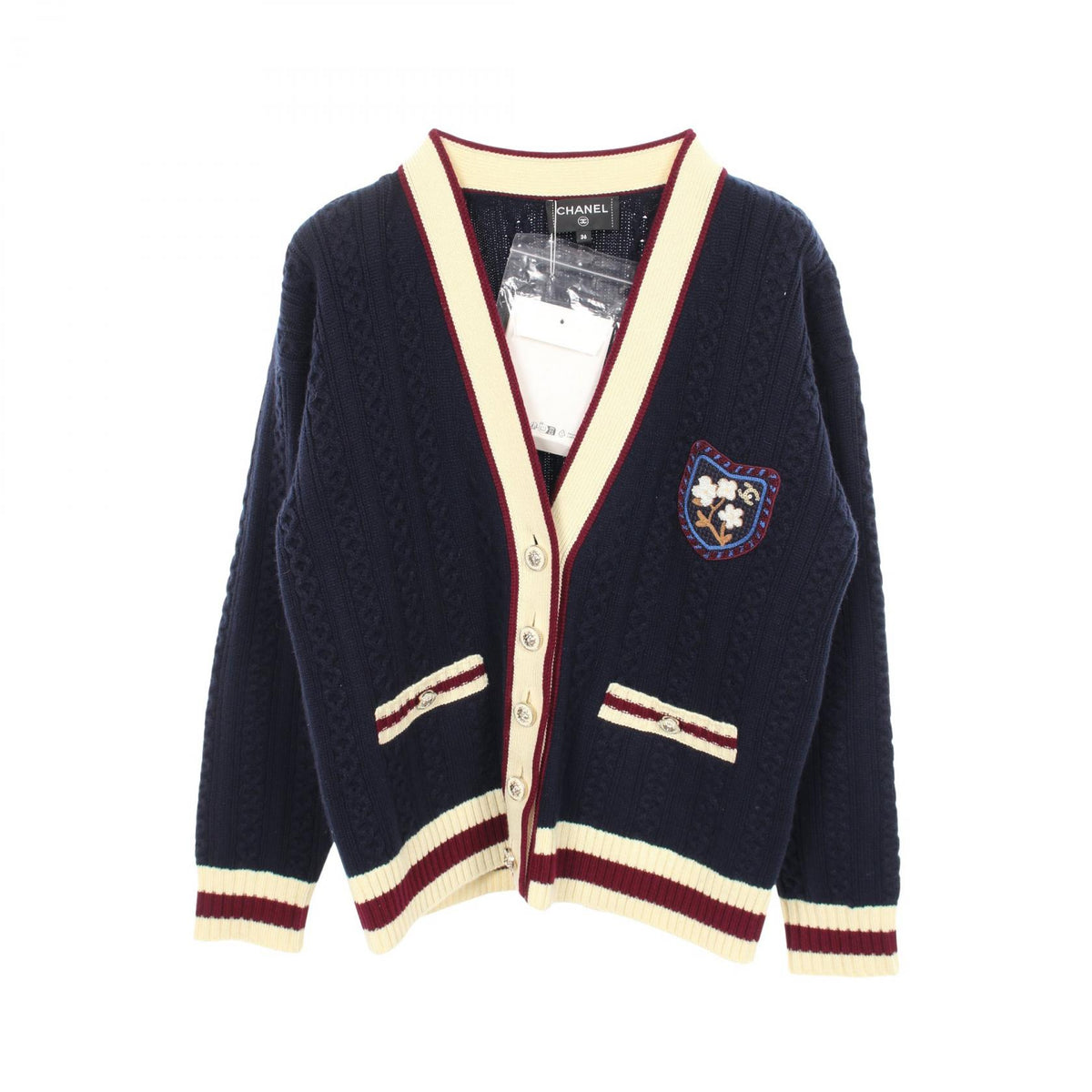 CHANEL Lion Button Cashmere Cotton Cardigan Size 36