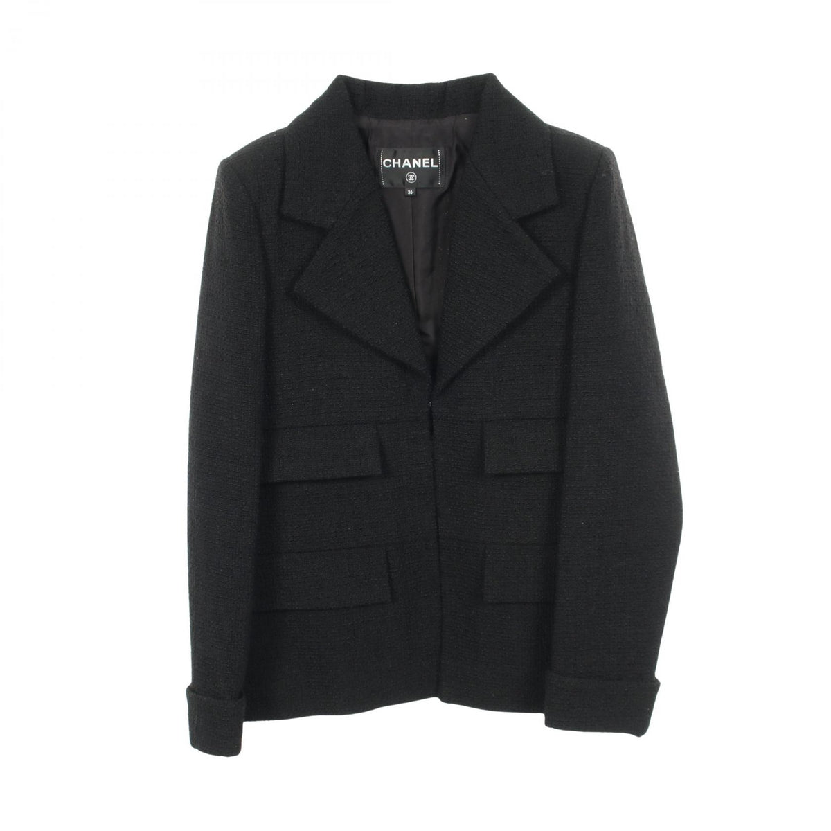 CHANEL Wool Blazer Black Size 36