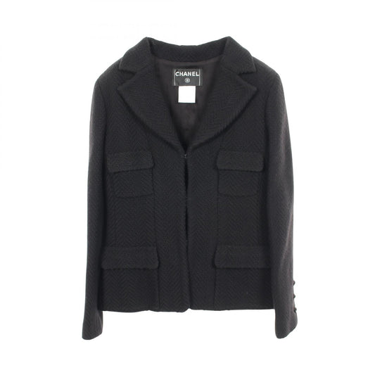 CHANEL Wool Tailored Blazer Black Size 40