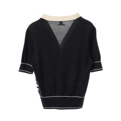 HERMES Chaine d'Ancre Silk Cashmere Cardigan Blue Size 38