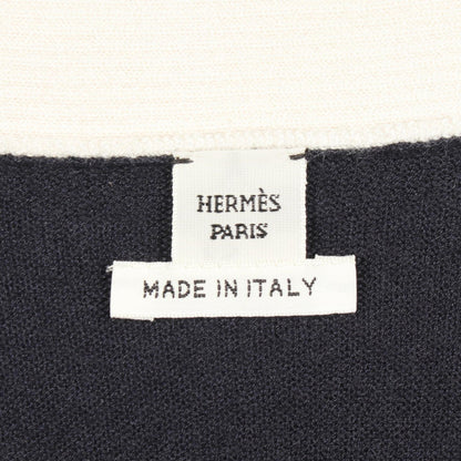 HERMES Chaine d'Ancre Silk Cashmere Cardigan Blue Size 38