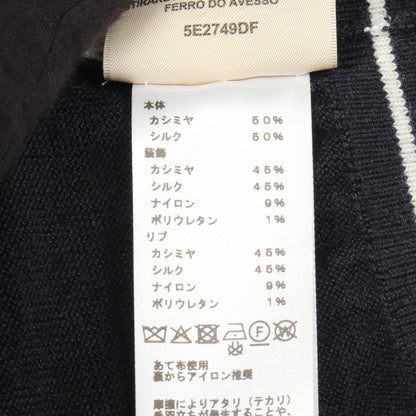 HERMES Chaine d'Ancre Silk Cashmere Cardigan Blue Size 38