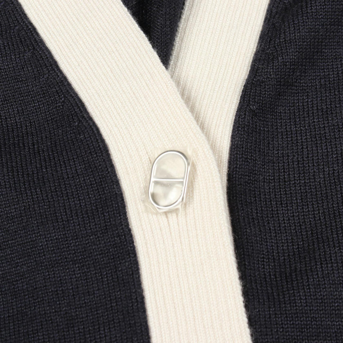 HERMES Chaine d'Ancre Silk Cashmere Cardigan Blue Size 38