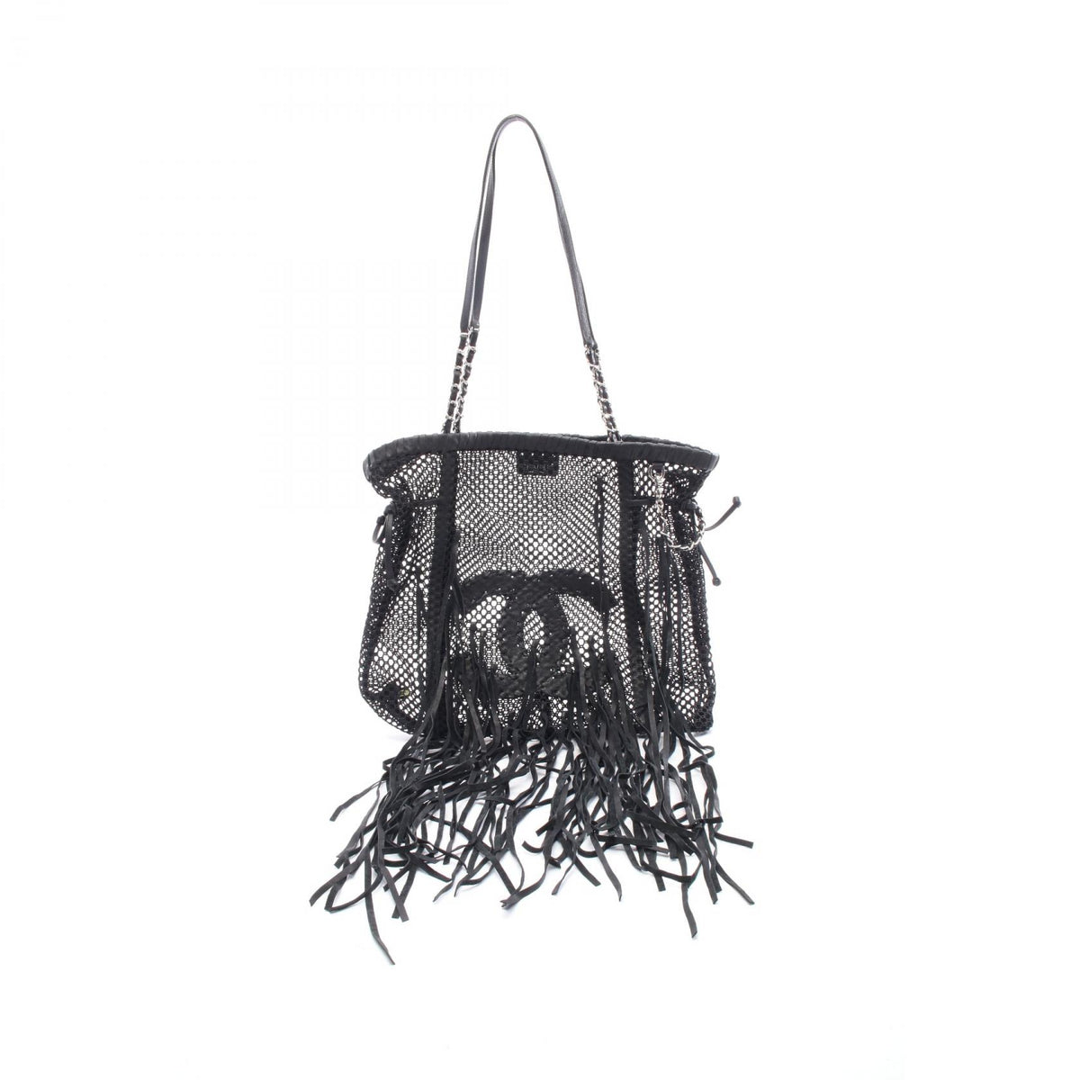 CHANEL Coco Mark Leather Mesh Shoulder Bag