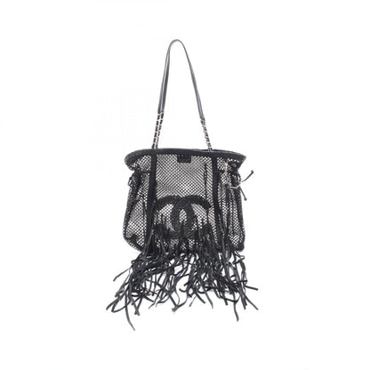 CHANEL Coco Mark Leather Mesh Shoulder Bag