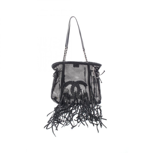 CHANEL Coco Mark Leather Mesh Shoulder Bag
