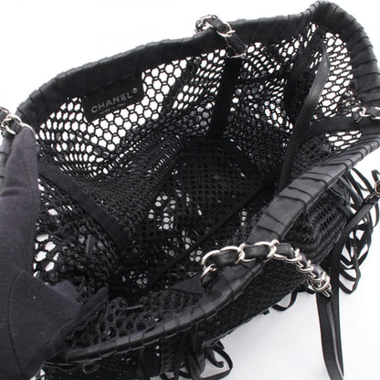 CHANEL Coco Mark Leather Mesh Shoulder Bag
