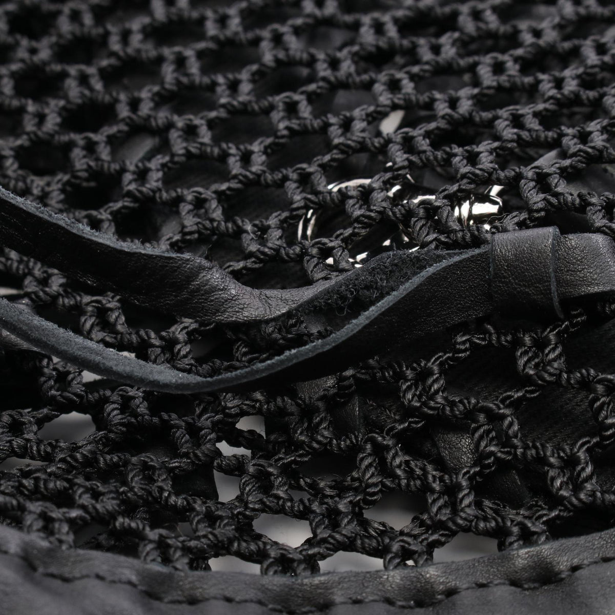 CHANEL Coco Mark Leather Mesh Shoulder Bag