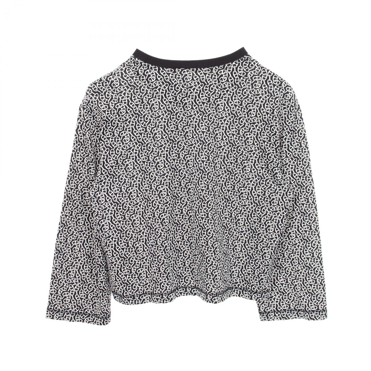 HERMES Naoussa Chaine Print Long T-Shirt White/Navy Size 34