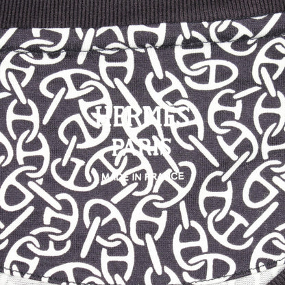 HERMES Naoussa Chaine Print Long T-Shirt White/Navy Size 34