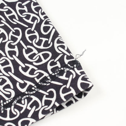 HERMES Naoussa Chaine Print Long T-Shirt White/Navy Size 34