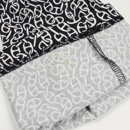 HERMES Naoussa Chaine Print Long T-Shirt White/Navy Size 34